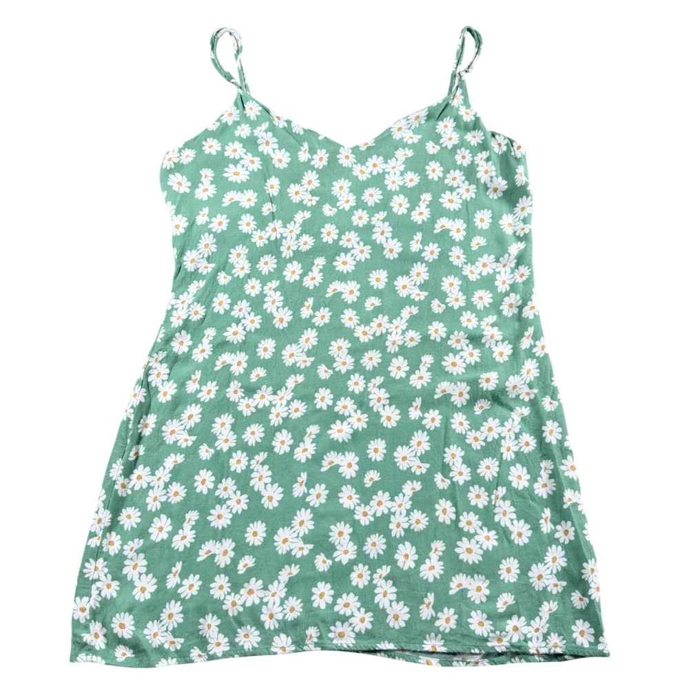 Reformation Green Daisy Floral Mini Slip‎ Dress Womens Large Cottagecore fairy